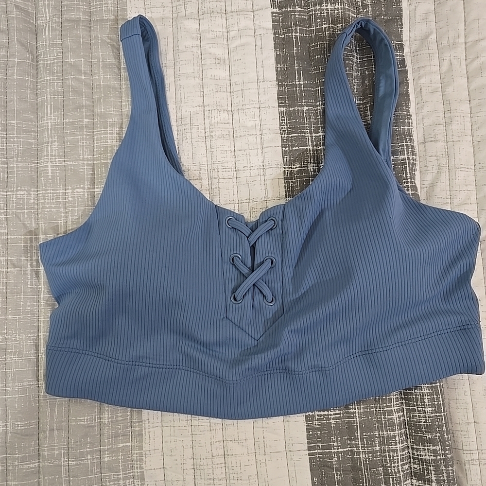 JoyLab Steel Blue Ribbed Crop Top - Picture 3 of 5
